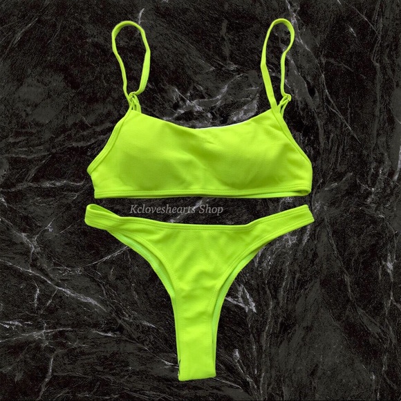 Lime Textured Bikini Set - Picture 2 of 4